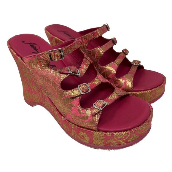 Free People Pink and Gold Wedges - Picture 1 of 8
